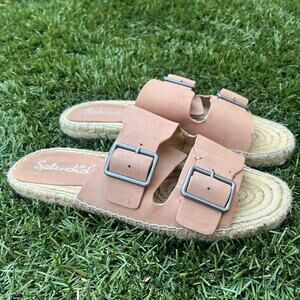 Splendid Anthropologie Blake Buckle Espadrille Double Strap Slides Summer Sandal